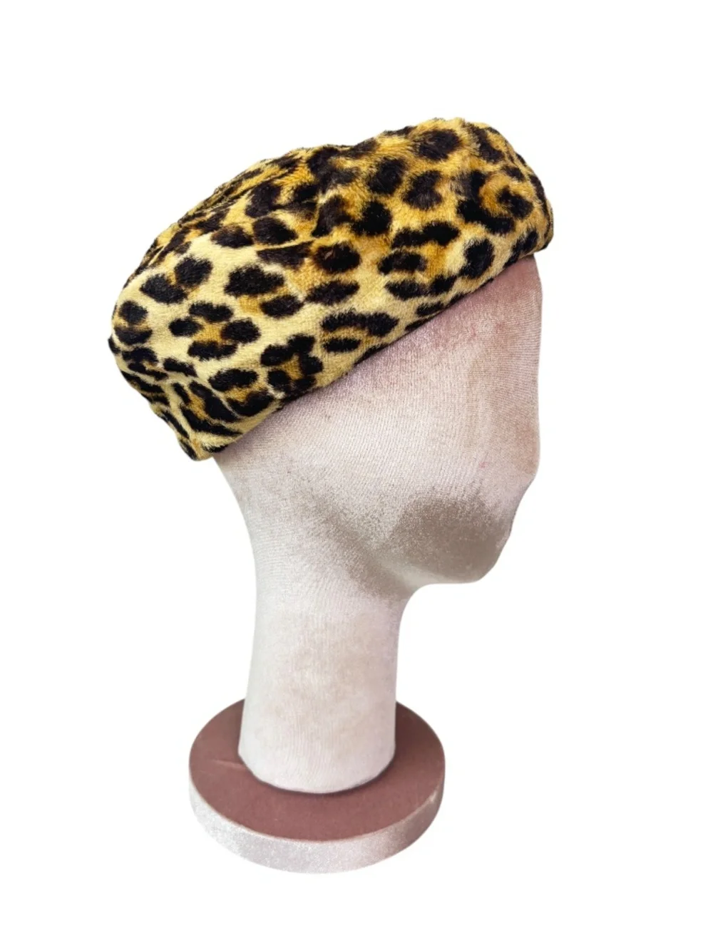Vintage 1960s Leopard Faux Fur Beret‎ – Classic Parisian Style